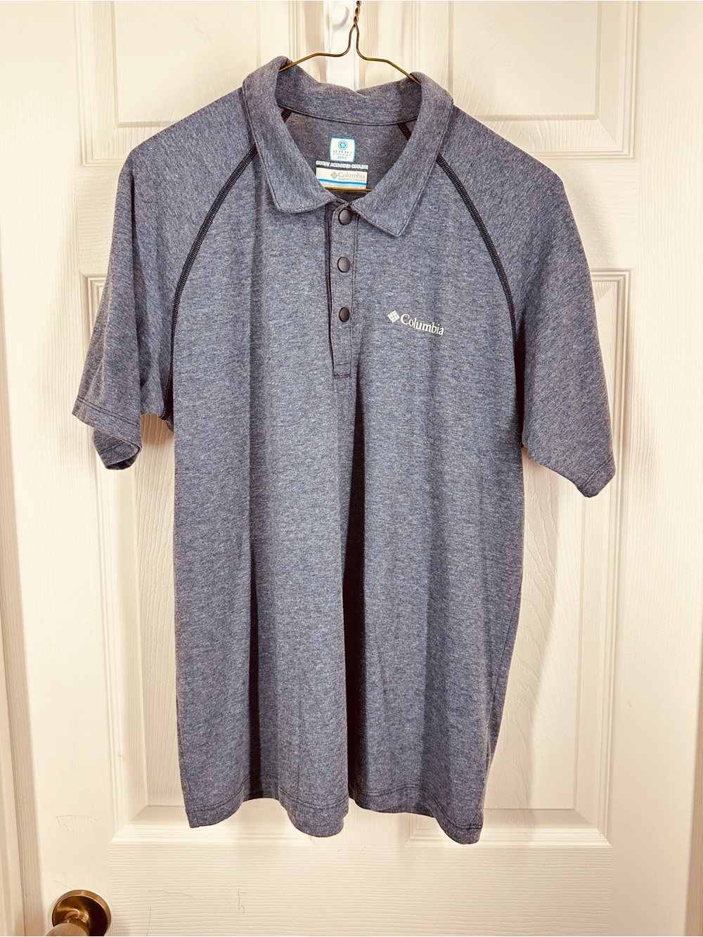 Columbia Men's Heathered Gray-Blue Short Sleeve Polo